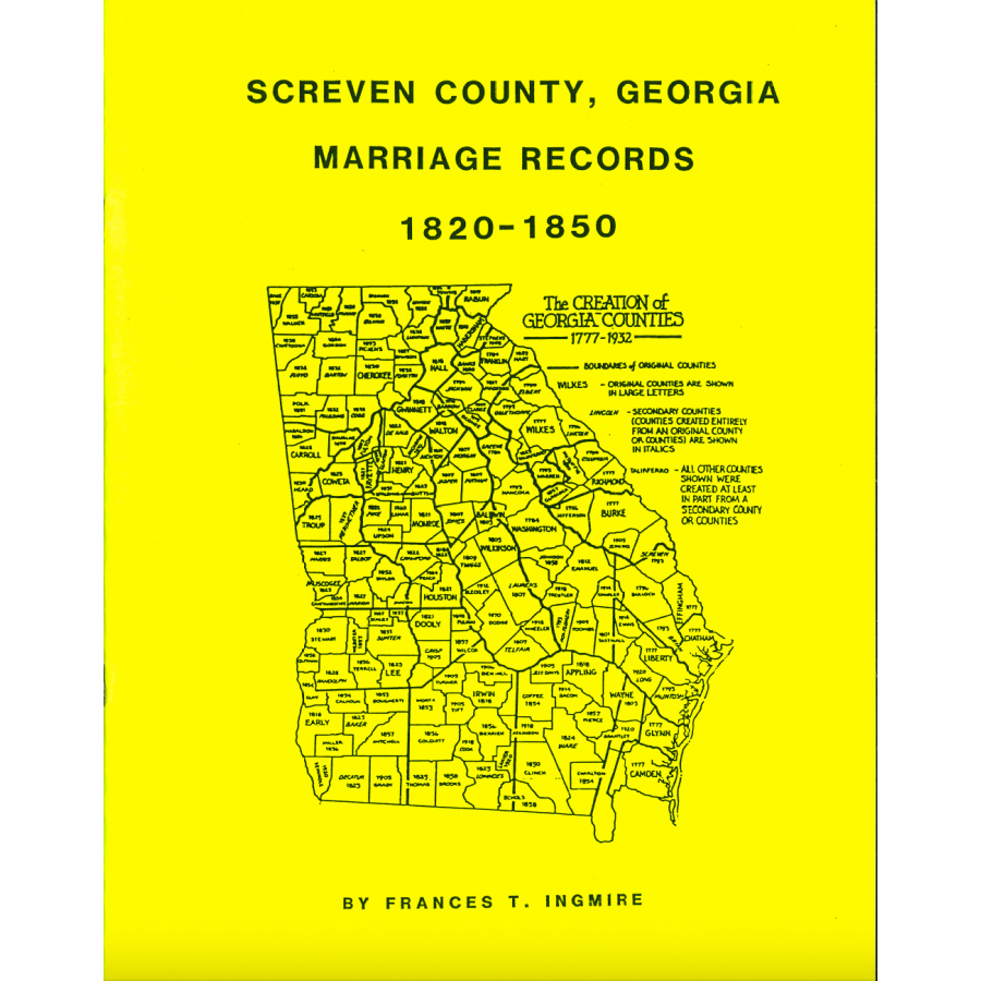 Screven County, Georgia Marriage Records, 1820-1850