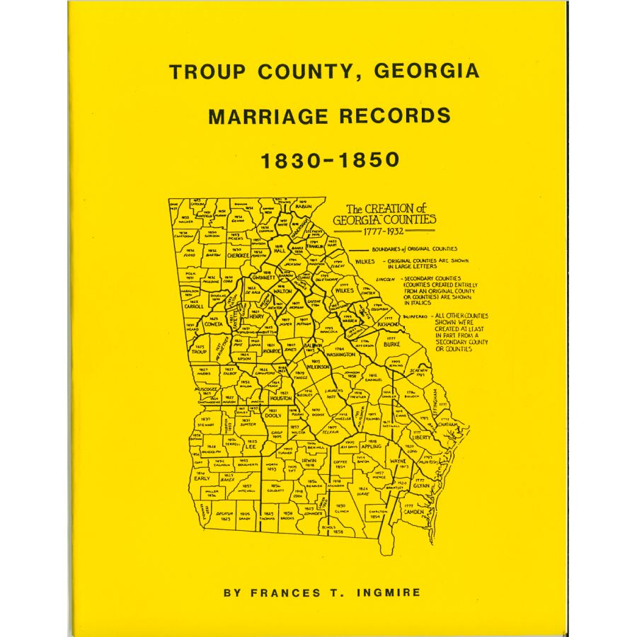 Troup County, Georgia Marriage Records, 1830-1850