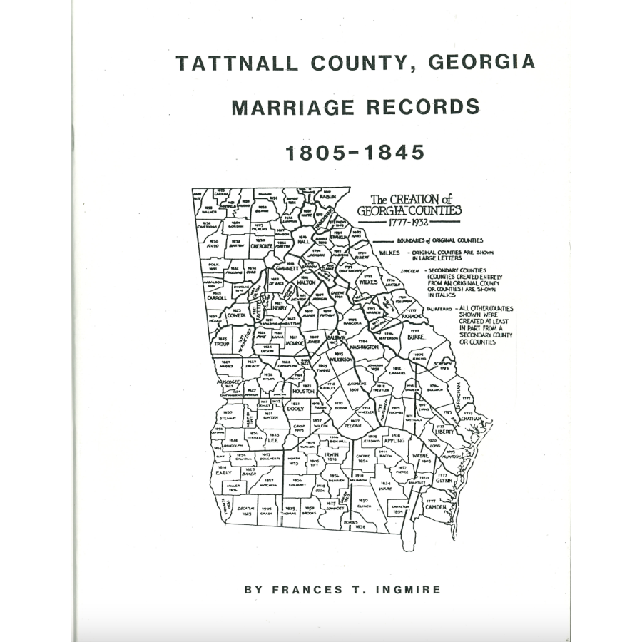 Tattnall County, Georgia Marriage Records, 1805-1845