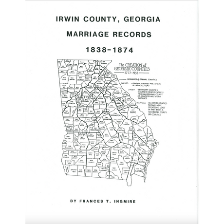 Irwin County, Georgia Marriage Records, 1838-1874