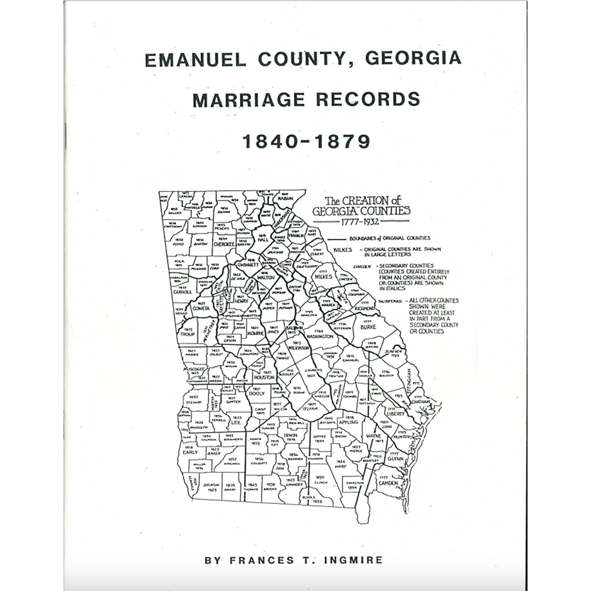 Emanuel County, Georgia Marriage Records, 1840-1879