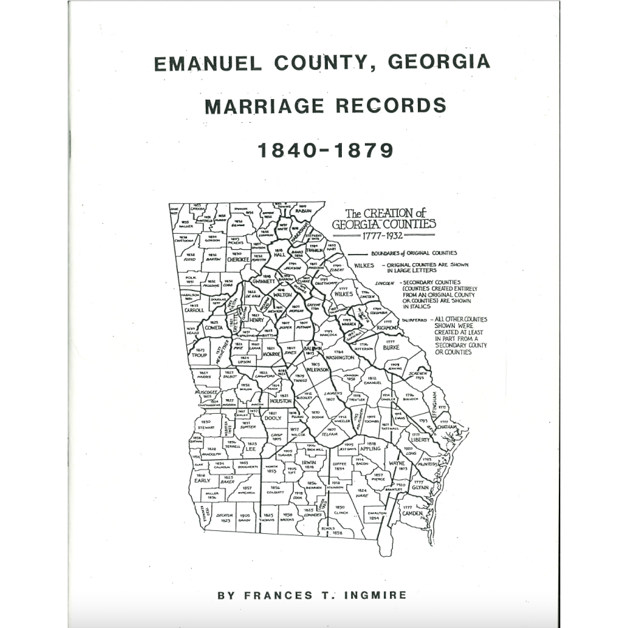 Emanuel County, Georgia Marriage Records, 1840-1879
