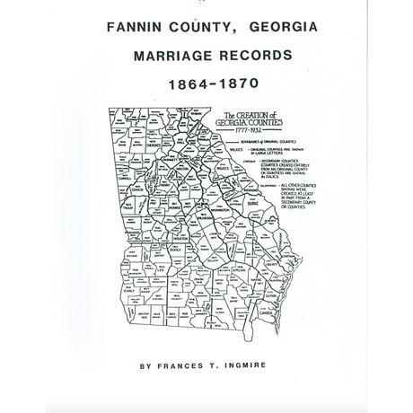 Fannin County, Georgia Marriage Records, 1864-1870