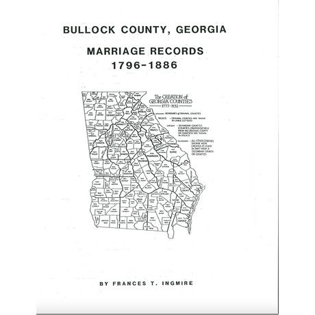 Bulloch County, Georgia Marriage Records, 1796-1886
