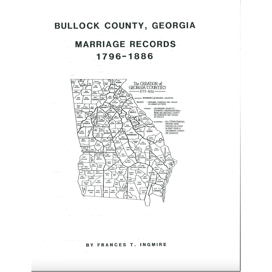 Bulloch County, Georgia Marriage Records, 1796-1886