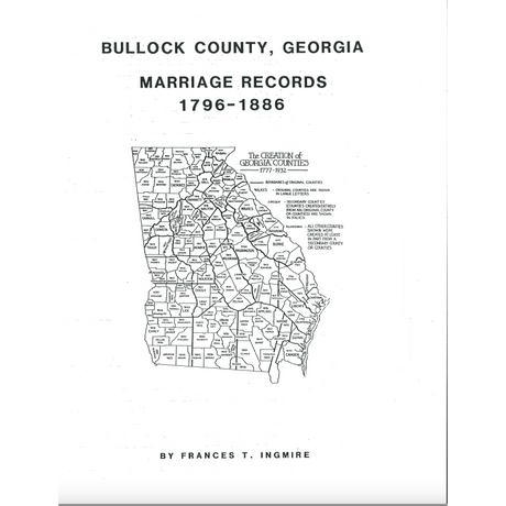 Bulloch County, Georgia Marriage Records, 1796-1886