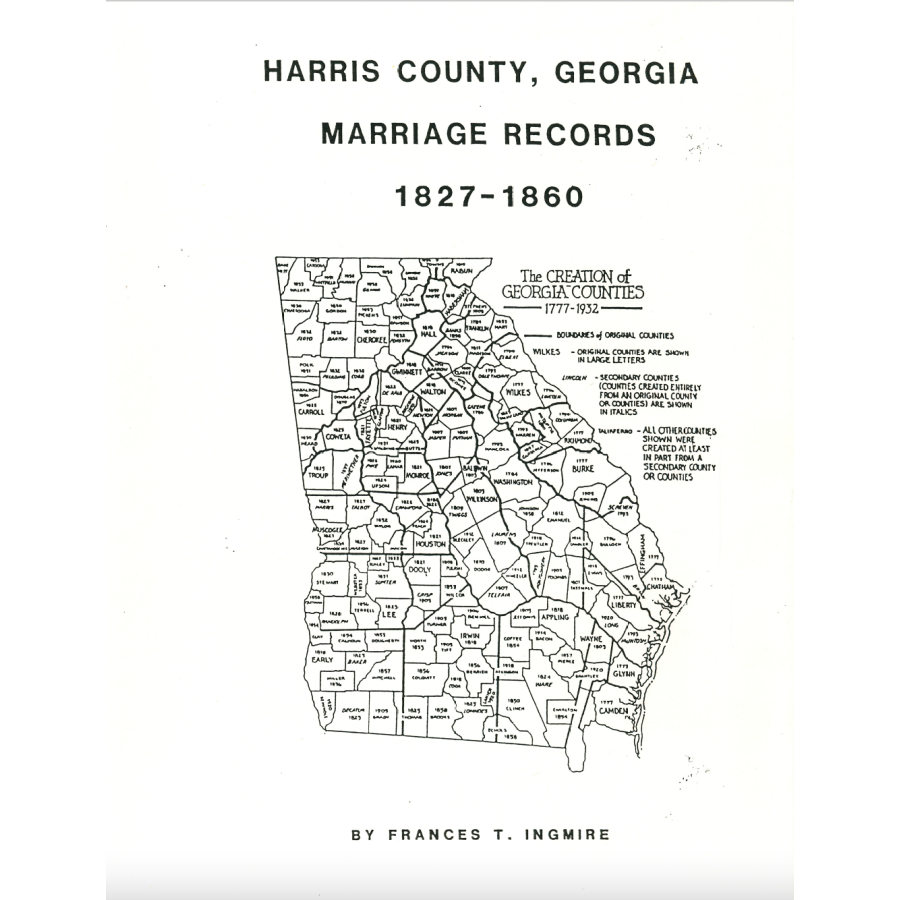 Harris County, Georgia Marriage Records, 1827-1860