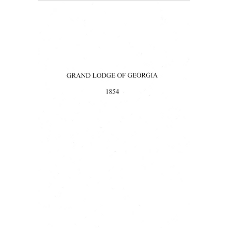 Grand Lodge of Georgia 1854