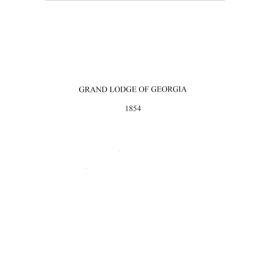 Grand Lodge of Georgia 1854