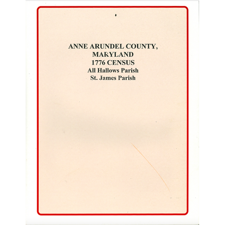 Anne Arundel County, Maryland 1776 Census
