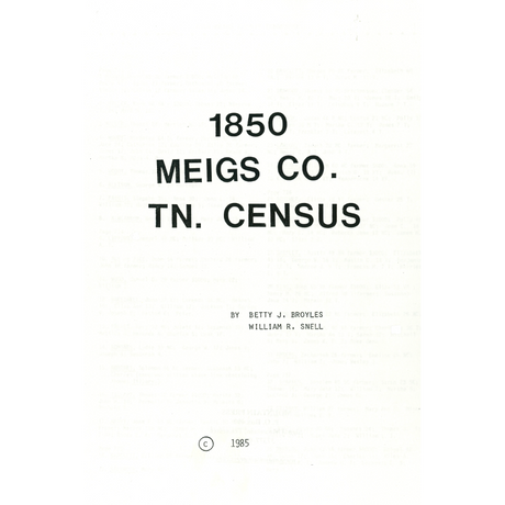 1850 Meigs County, Tennessee Census Records