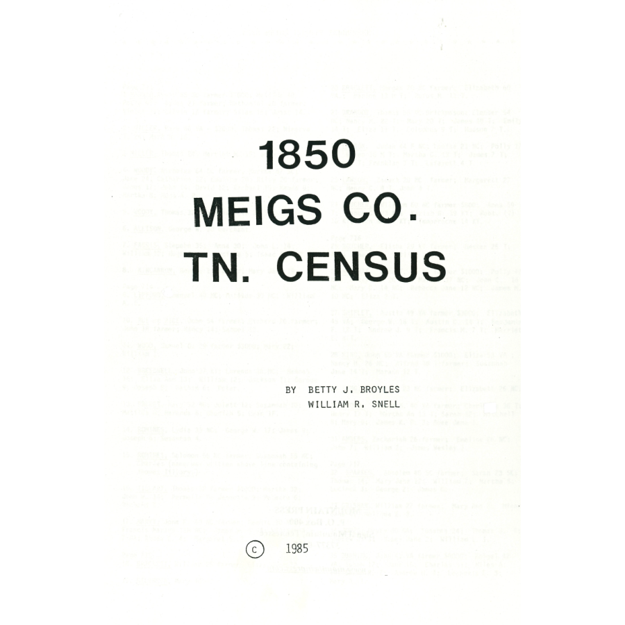 1850 Meigs County, Tennessee Census Records