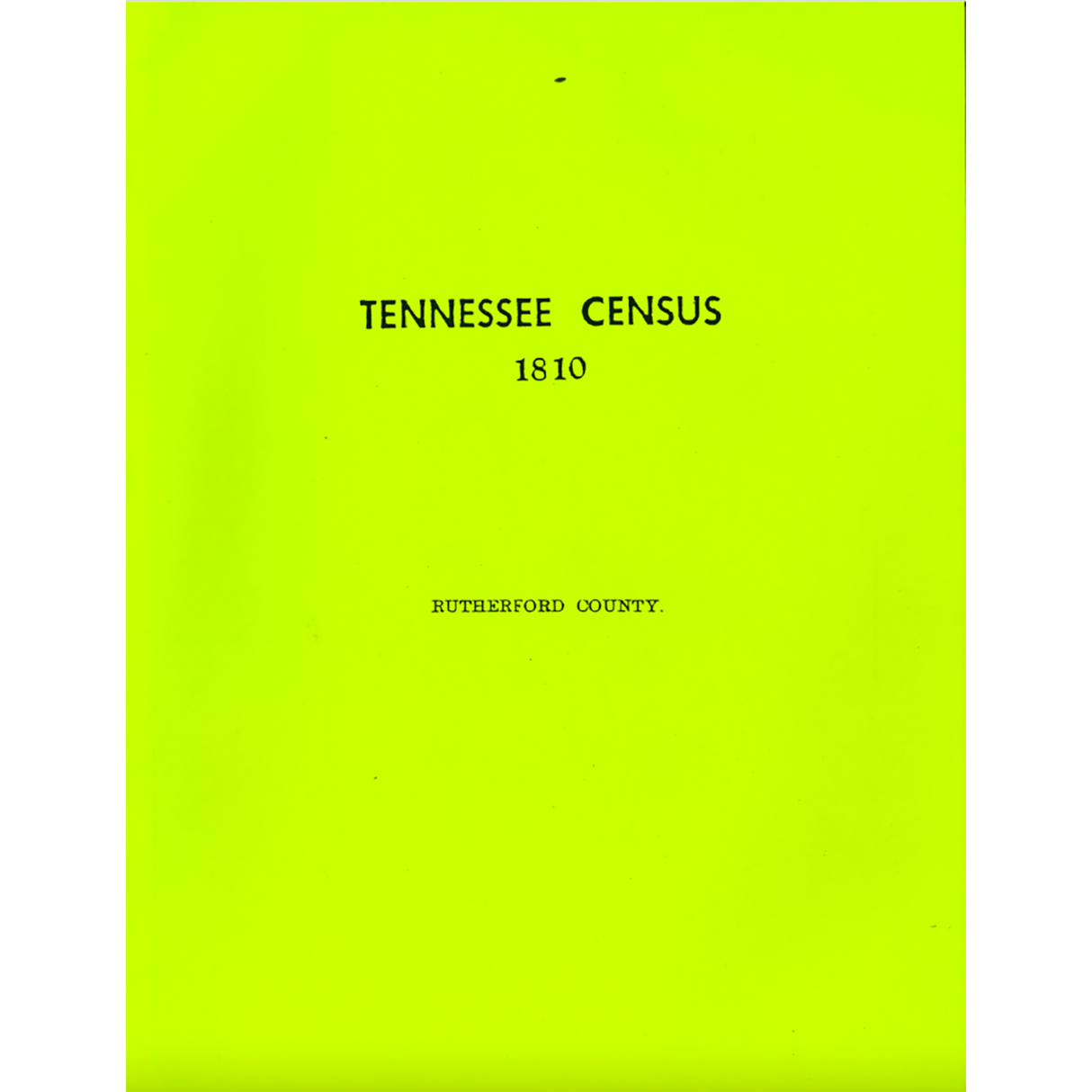 1810 Rutherford County, Tennessee Census