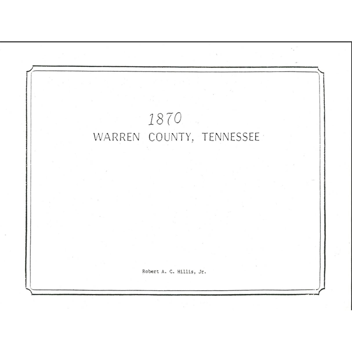 1870 Warren County, Tennessee Census
