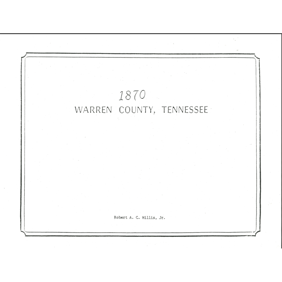 1870 Warren County, Tennessee Census