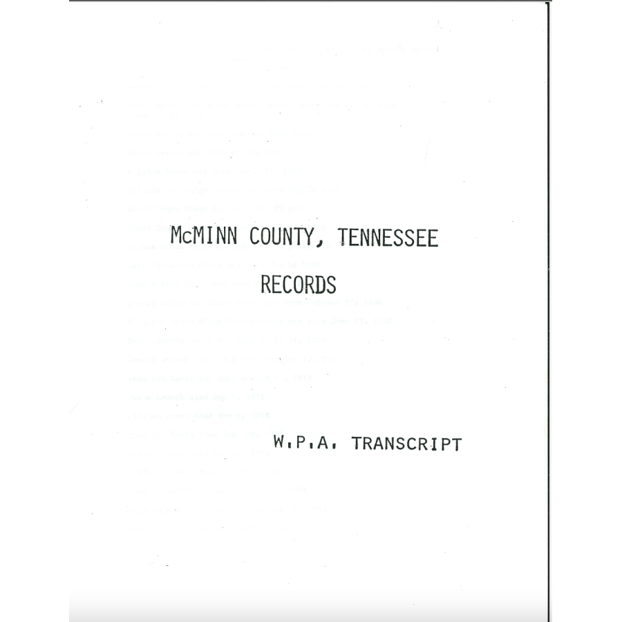 McMinn County, Tennessee WPA Records