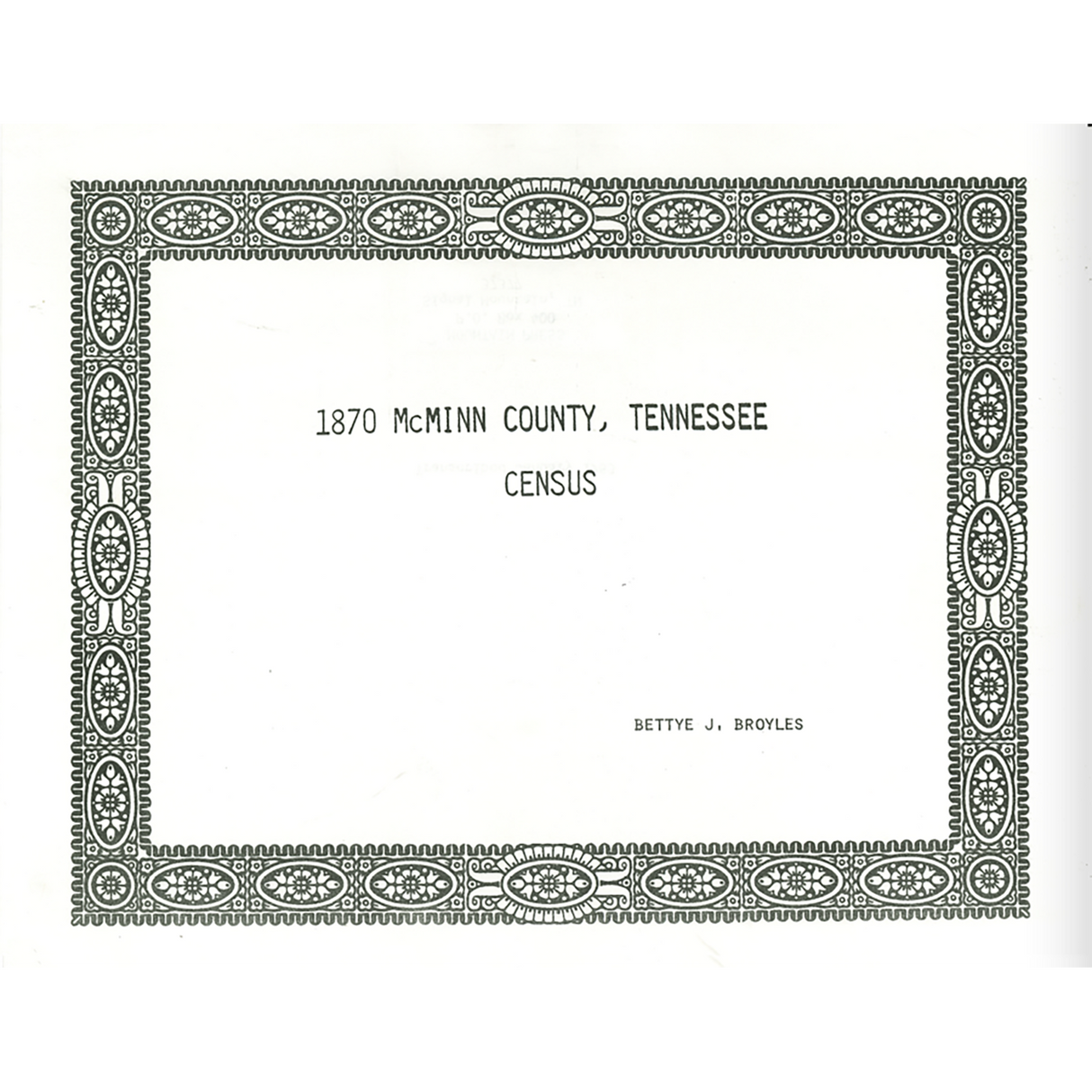 1870 McMinn County, Tennessee Census