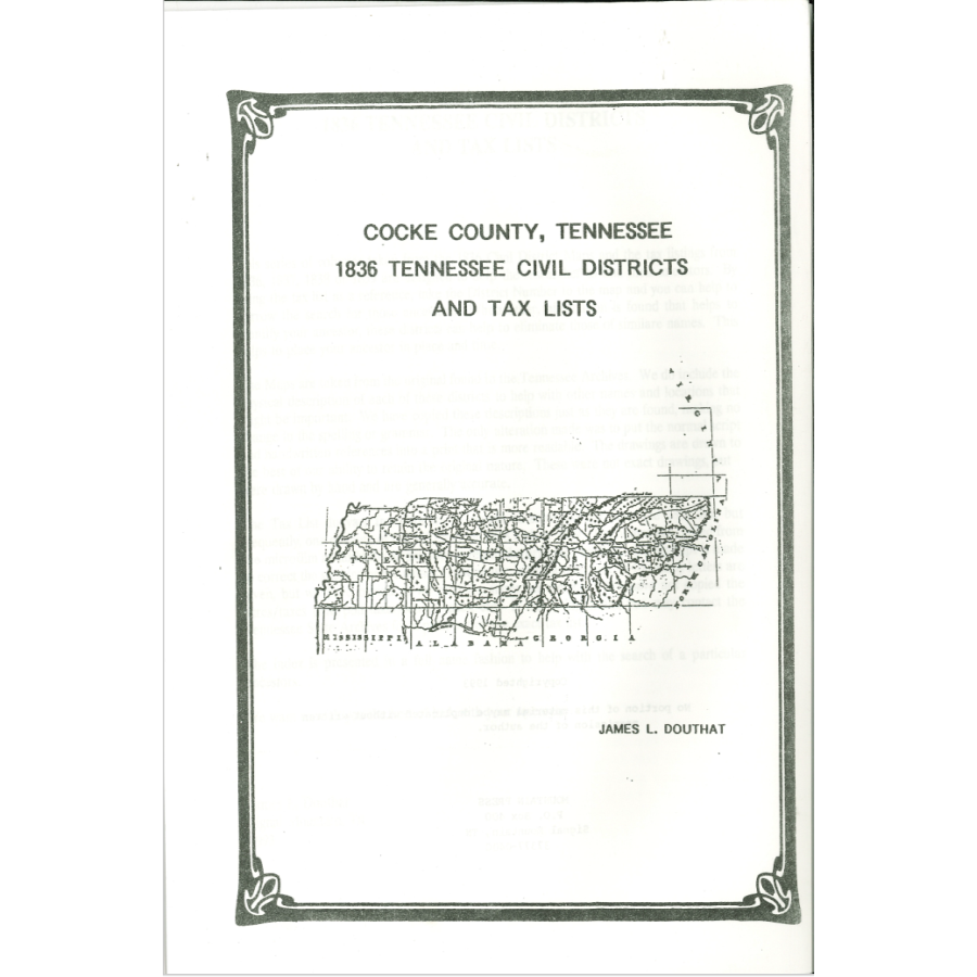 1836 Cocke County, Tennessee Civil Districts and Tax Lists