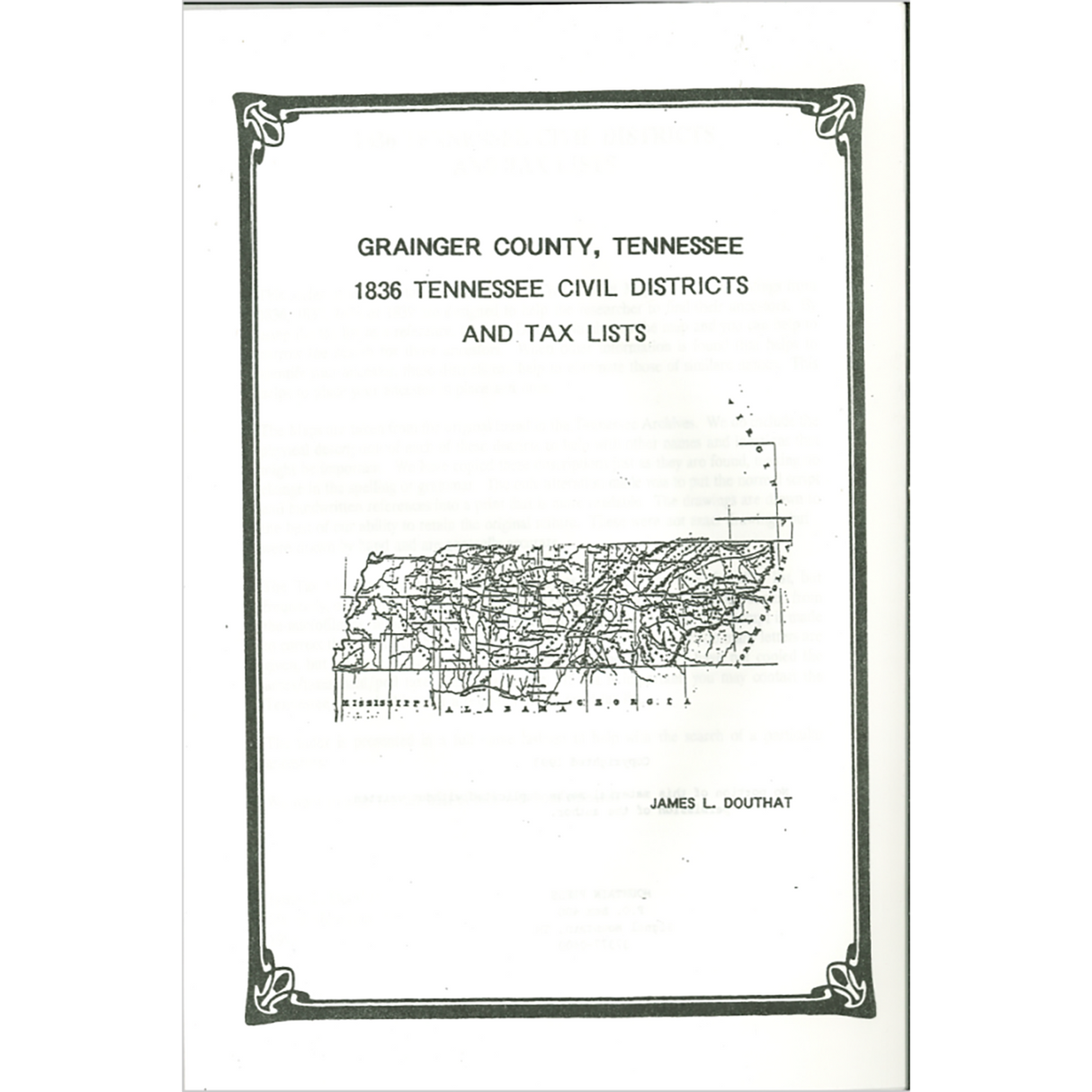 1836 Grainger County, Tennessee Civil Districts and Tax Lists