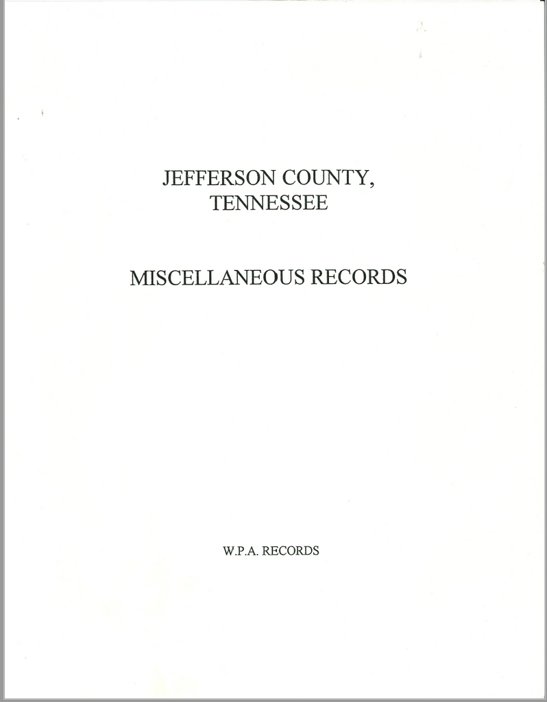Jefferson County, Tennessee Miscellaneous Records