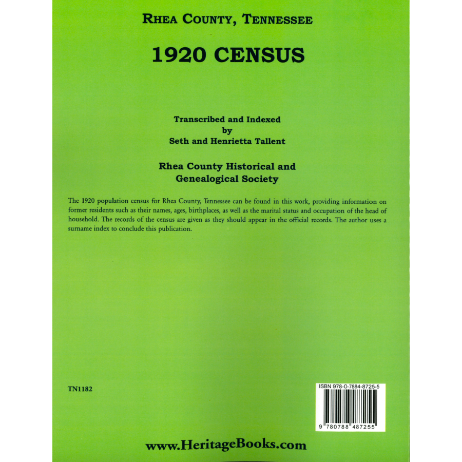 1920 Rhea County, Tennessee Census