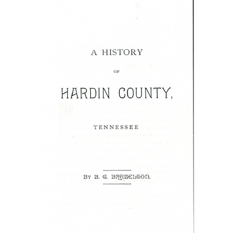 A History of Hardin County, Tennessee