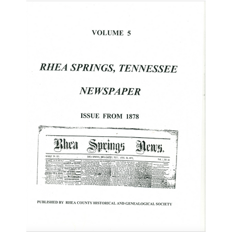 Rhea Springs, Tennessee Newspaper, Issue from 1878