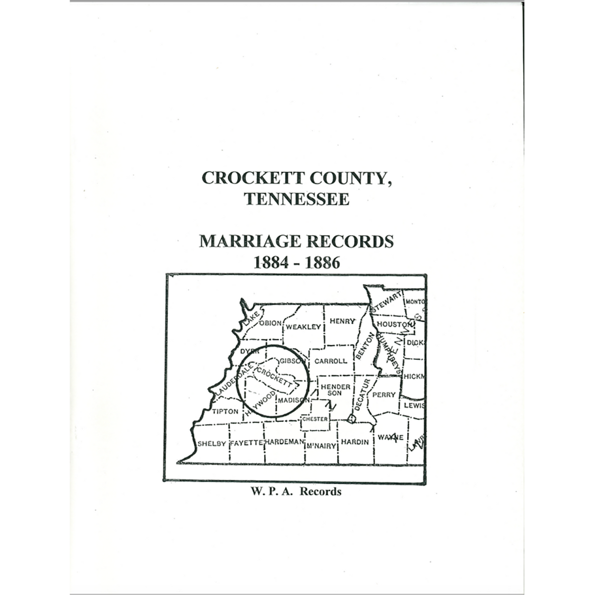Crockett County, Tennessee Marriage Records, 1884-1886