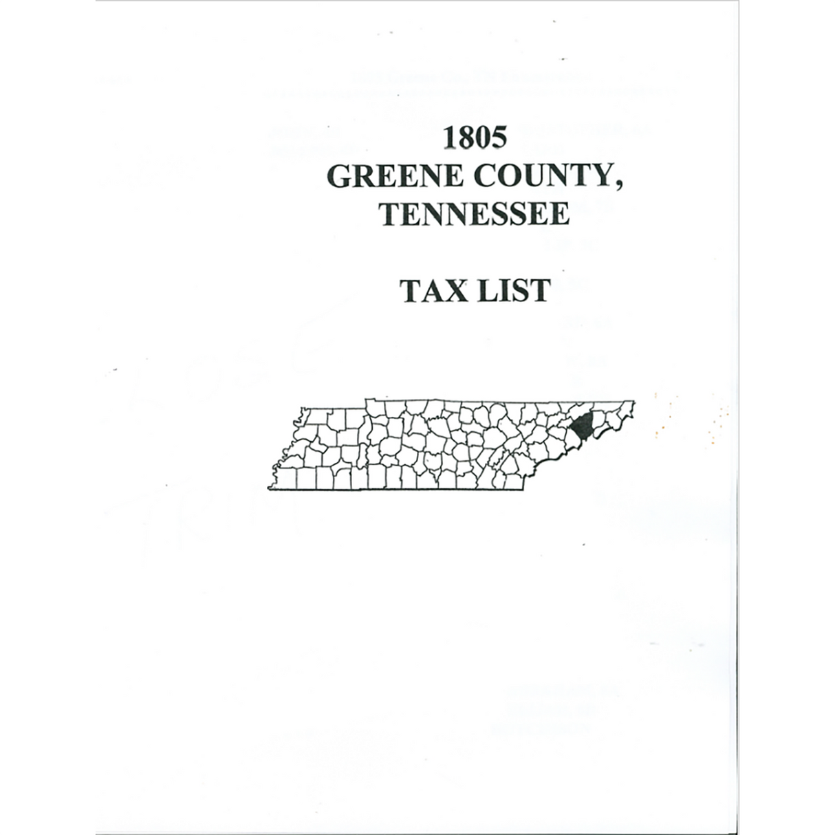 1805 Greene County, Tennessee Tax List
