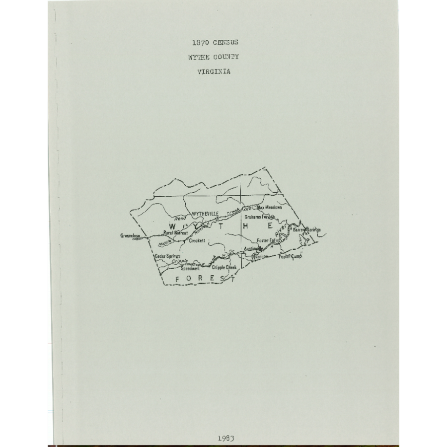 1870 Wythe County, Virginia Census