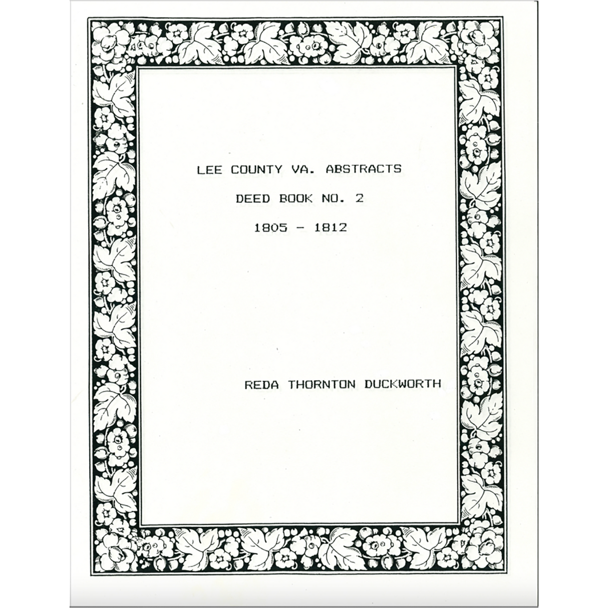 Lee County, Virginia Deed Book 2, 1805-1812