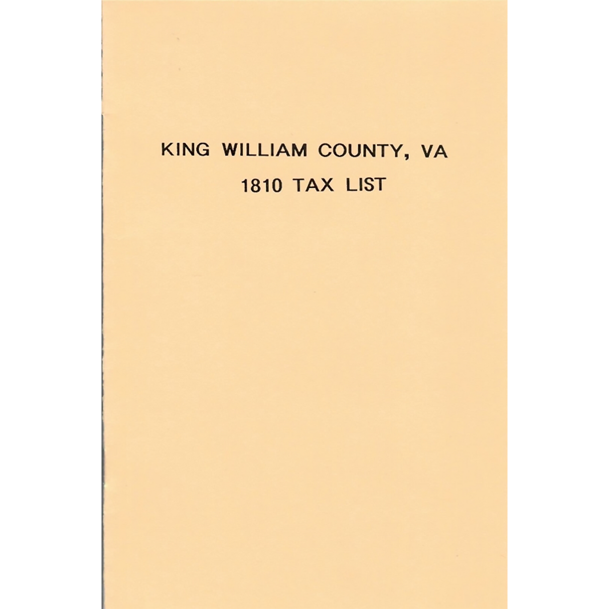 King William County, Virginia 1810 Tax List