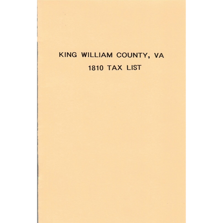 King William County, Virginia 1810 Tax List