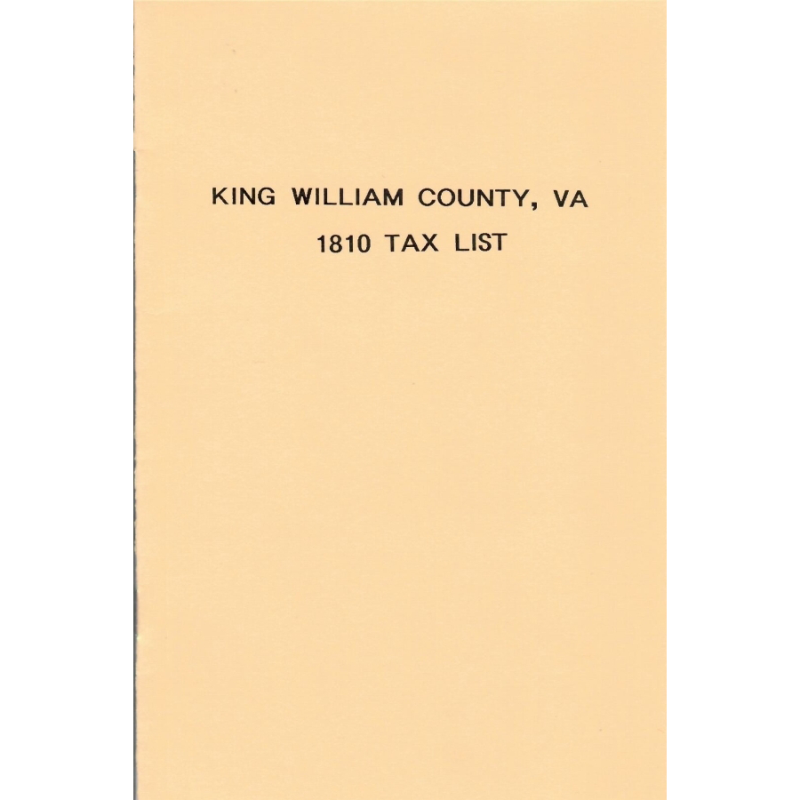 King William County, Virginia 1810 Tax List