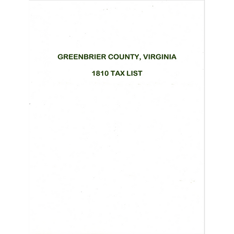 1810 Greenbrier County, [West] Virginia Tax List