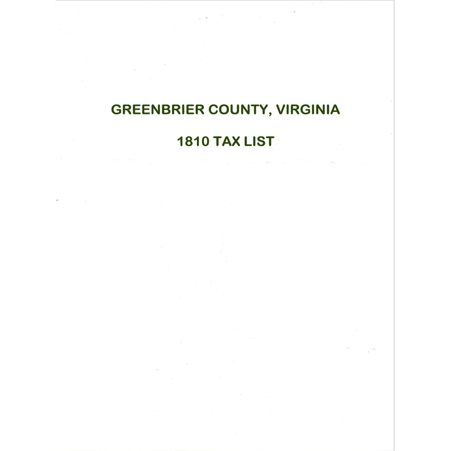 1810 Greenbrier County, [West] Virginia Tax List