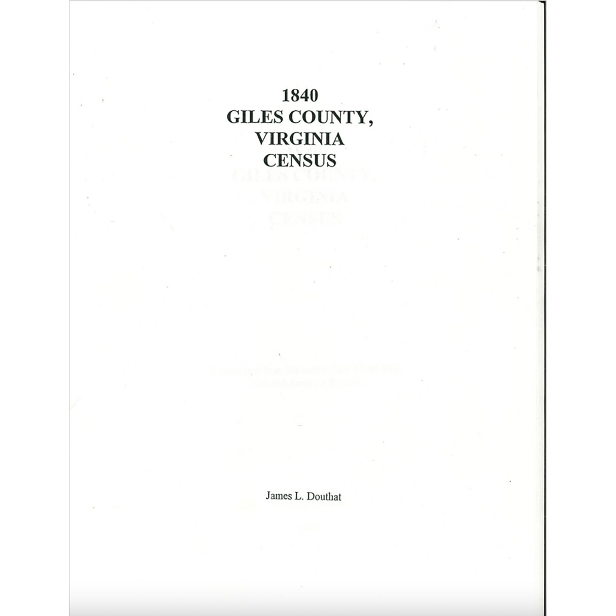 1840 Giles County, Virginia Census