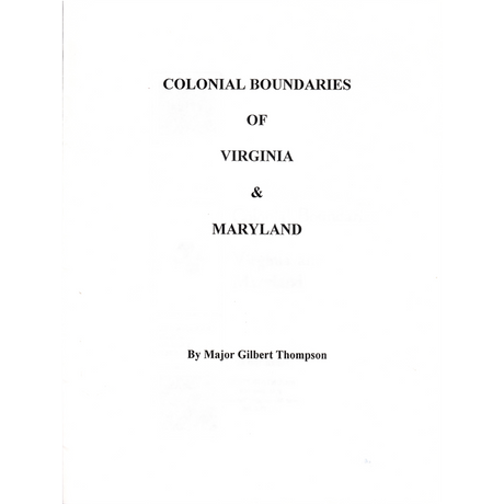 Colonial Boundaries of Virginia and Maryland