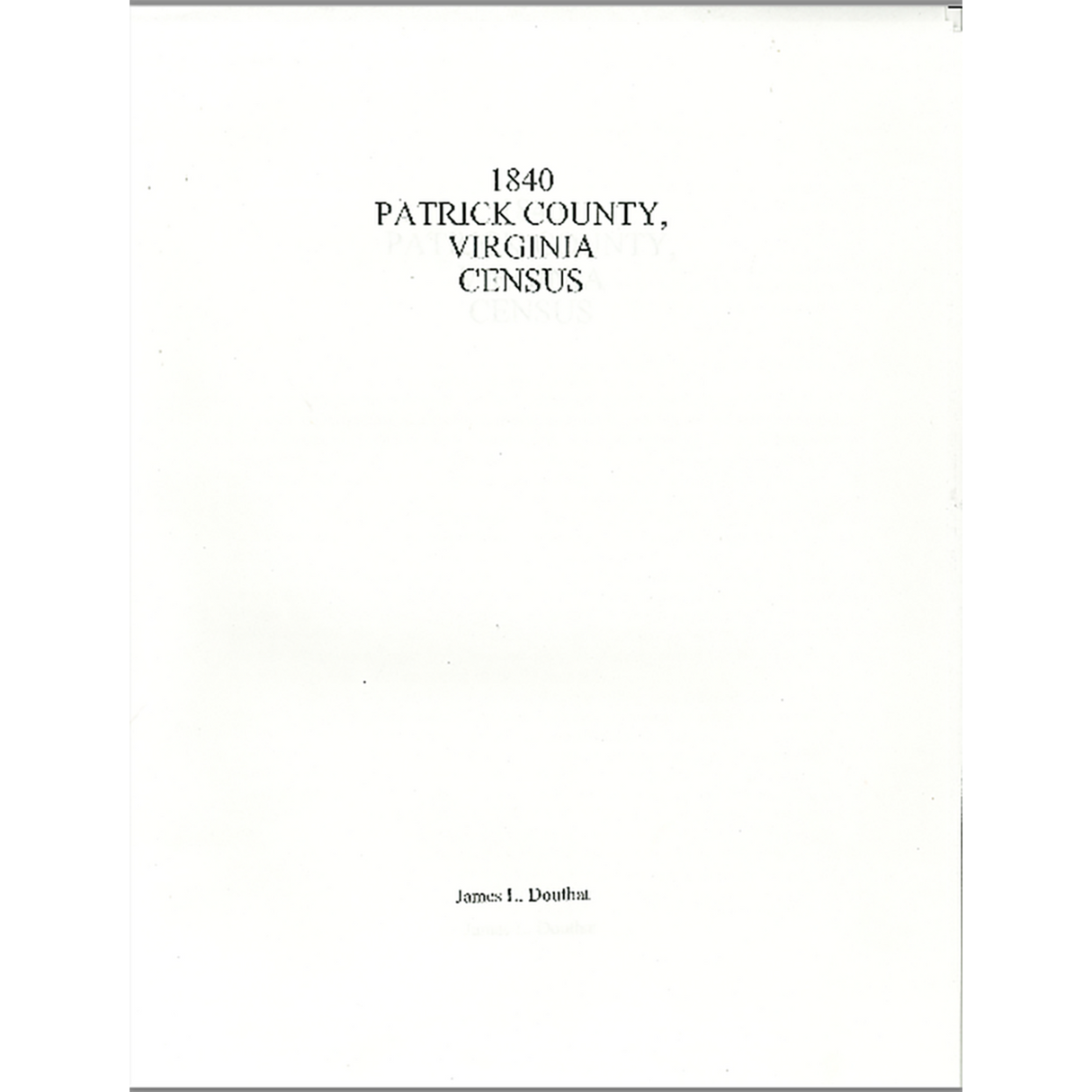 1840 Patrick County, Virginia Census