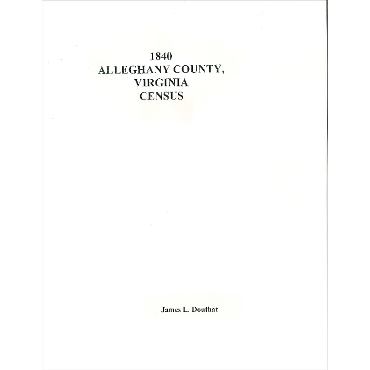 1840 Alleghany County, Virginia Census