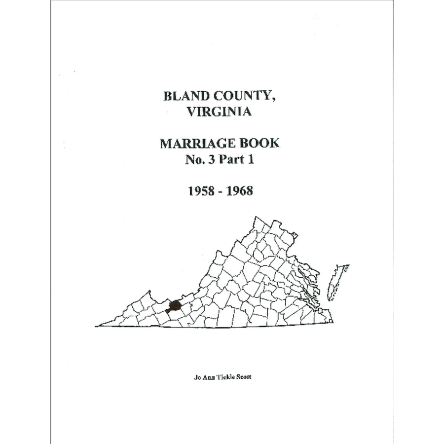 Bland County, Virginia Marriages, Volume 3, Part 1, 1958-1968