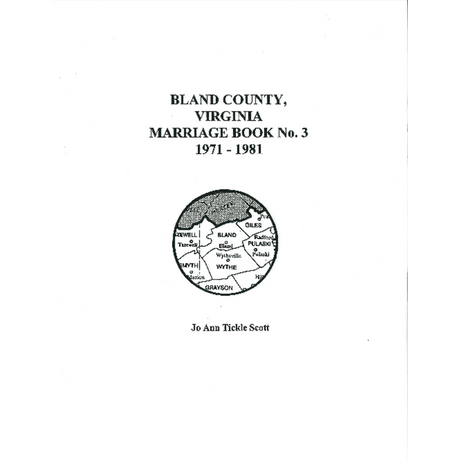 Bland County, Virginia Marriages, Volume 3, Part 2, 1971-1981