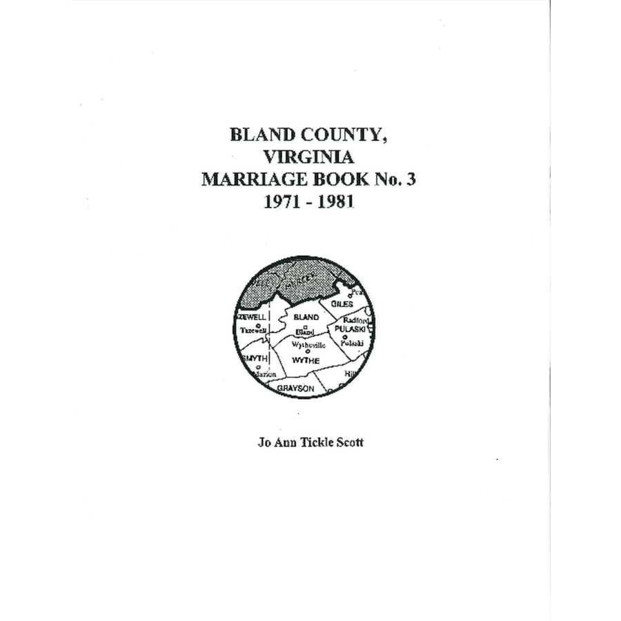 Bland County, Virginia Marriages, Volume 3, Part 2, 1971-1981