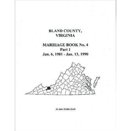 Bland County, Virginia Marriages, Volume 4, Part 1, Jan. 6, 1981-Jan. 13, 1990