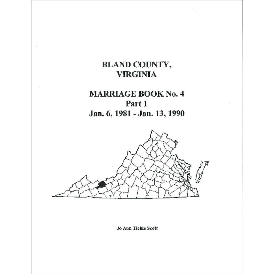 Bland County, Virginia Marriages, Volume 4, Part 1, Jan. 6, 1981-Jan. 13, 1990