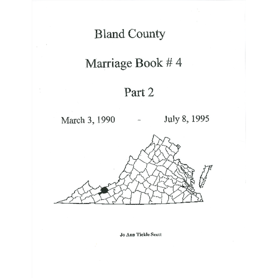 Bland County, Virginia Marriages, Volume 4, Part 2, March 3, 1990-July 8, 1995