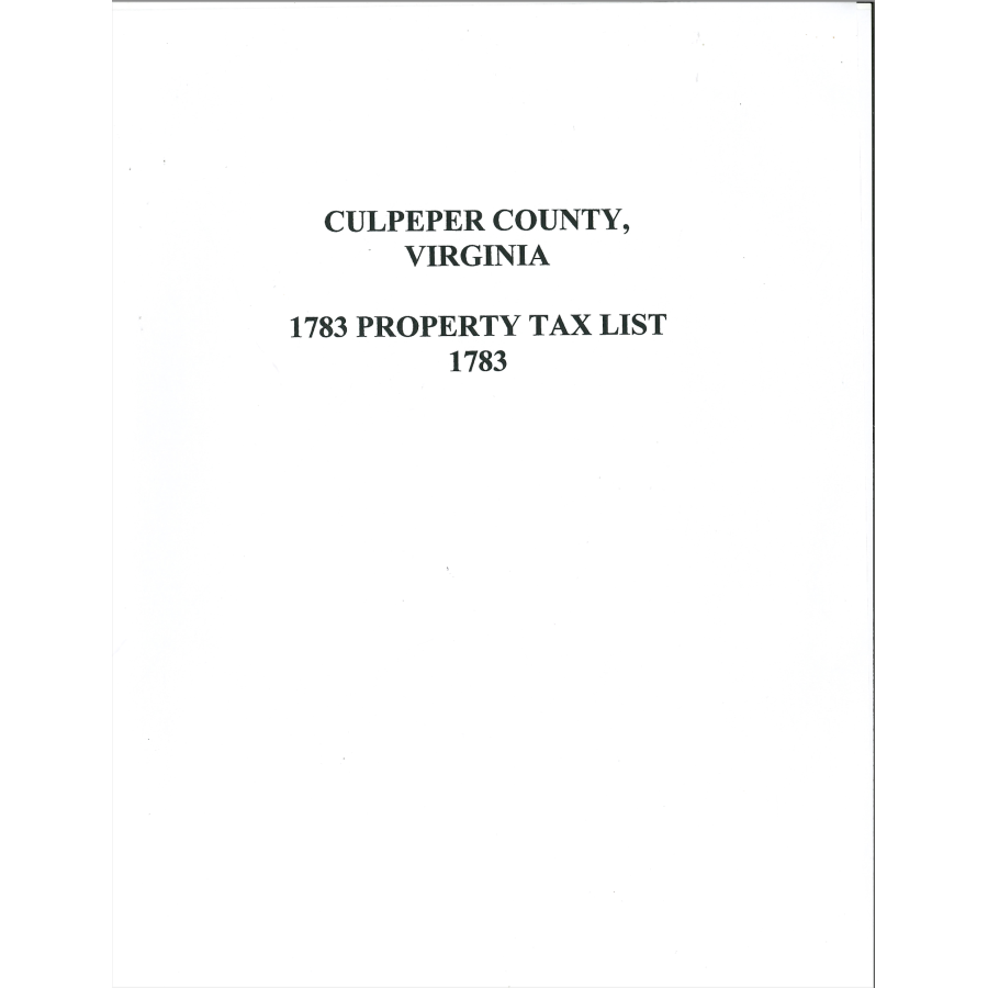 1783 Culpeper County, Virginia Tax List