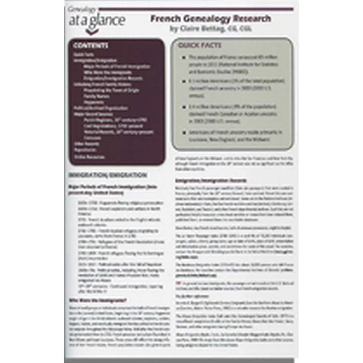 Genealogy at a Glance: French Genealogy Research