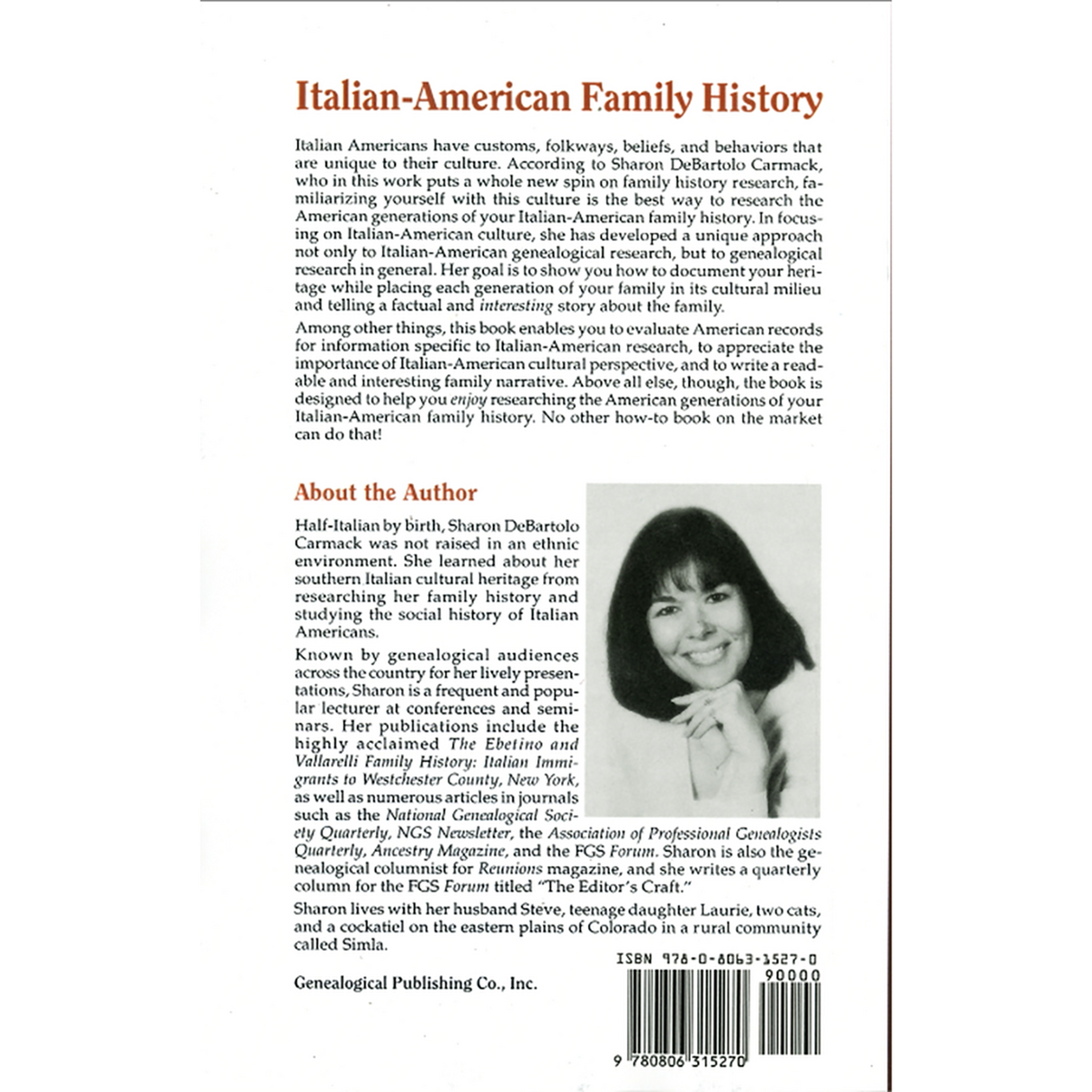 Italian-American Family History back cover
