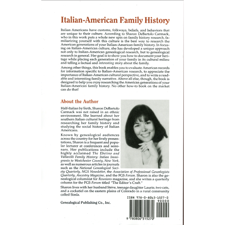 Italian-American Family History back cover